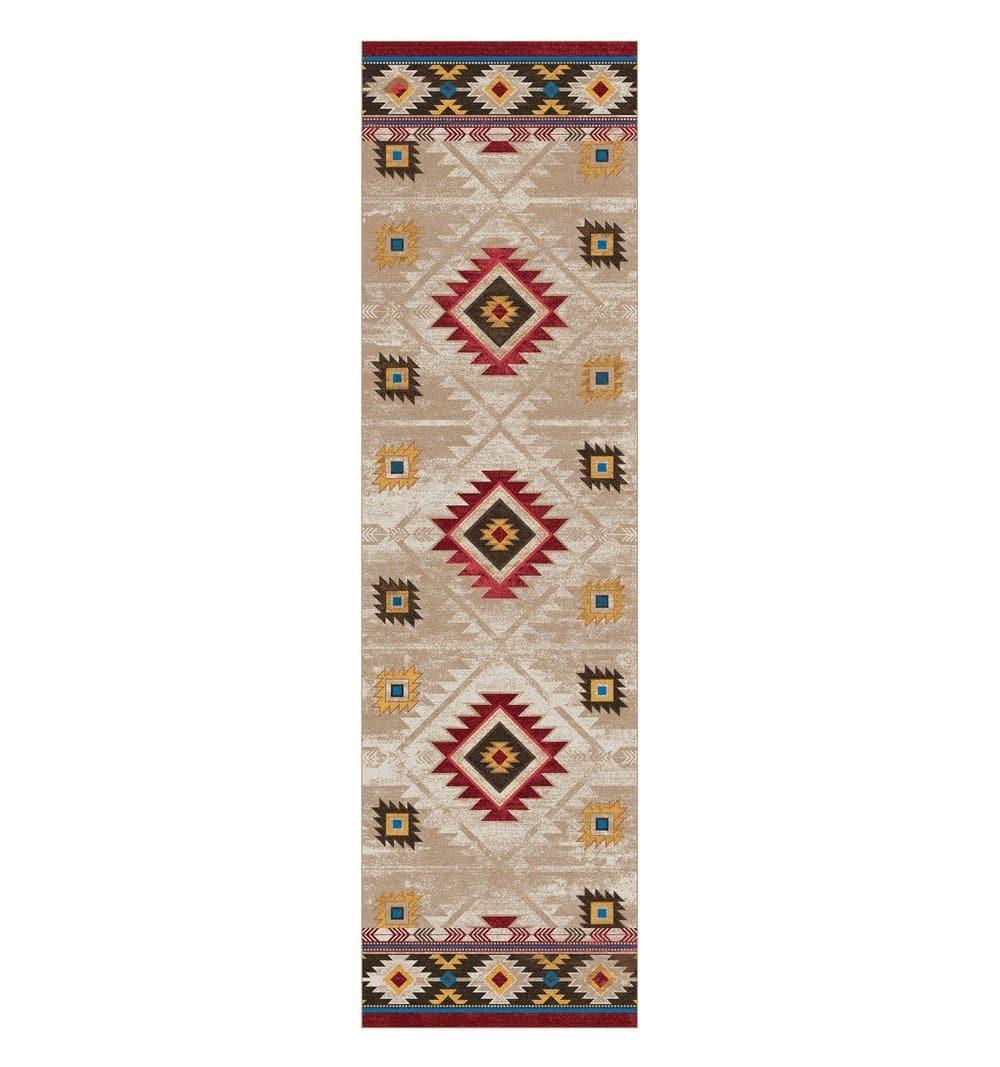 Whiskey river beige Aztec area runner rug. Made in the USA. Your Western Decor