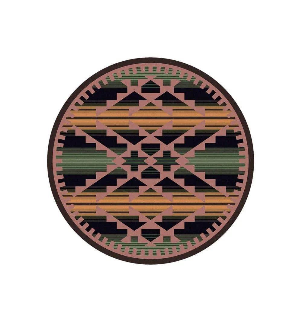 Southwest Saddle Blanket 8' Round Rugs - Made in the USA - Your Western Decor, LLC