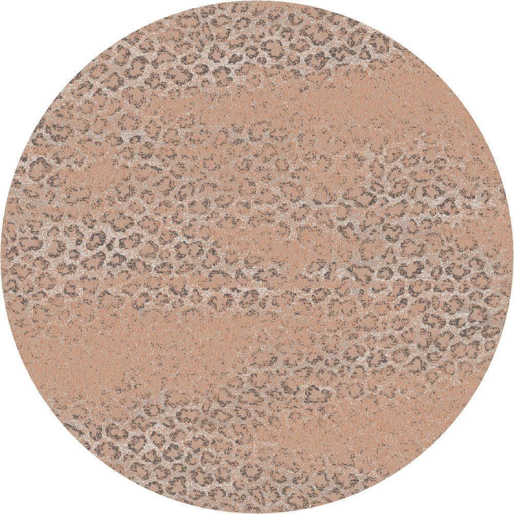 Snow Leopard Distressed Blush Round Area Rug - Your Western Decor, LLC