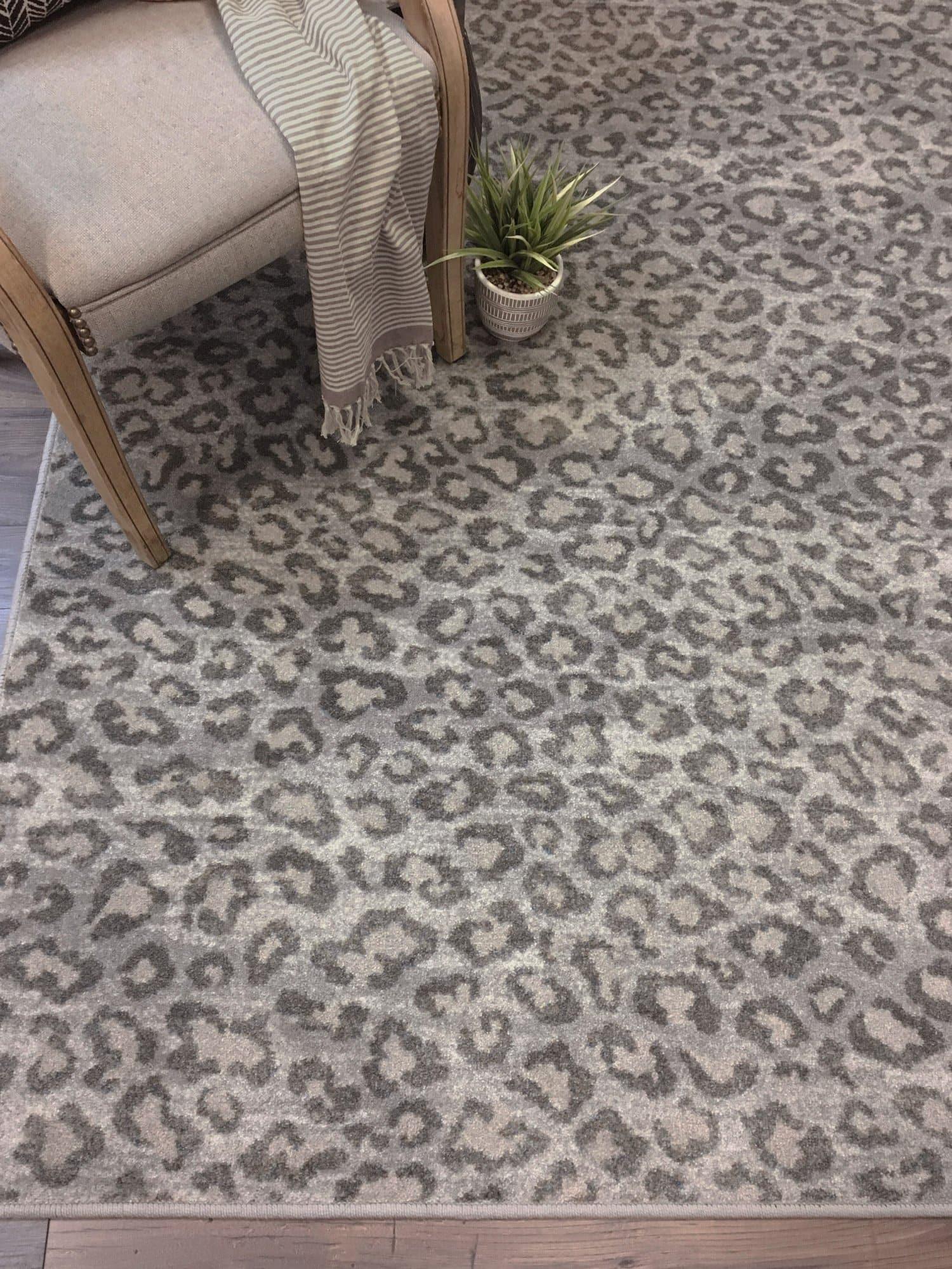 Snow Leopard Rug - Natural - Made in the USA - Your Western Decor, LLC