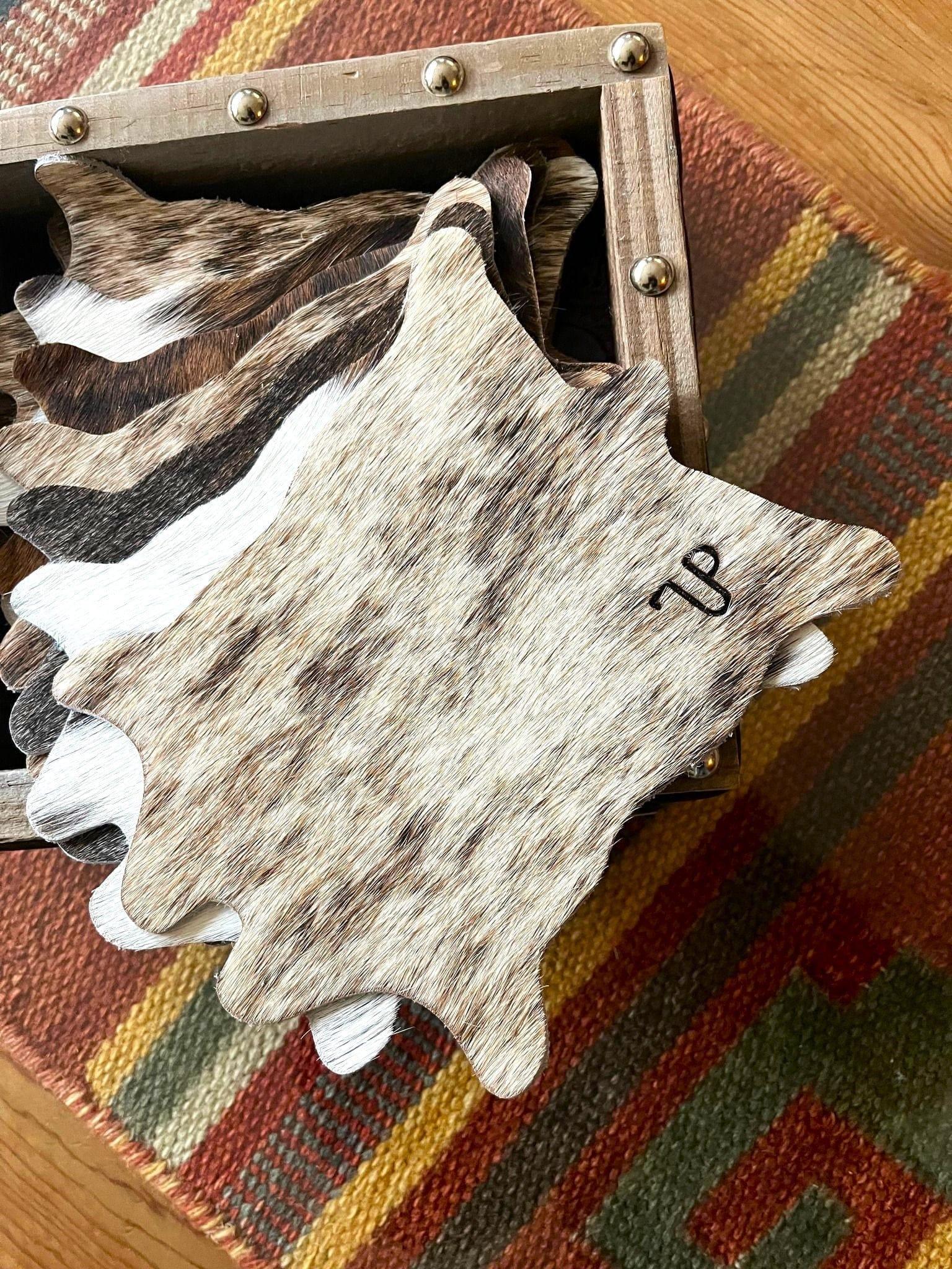 7-UP western branded cowhide coasters - Your Western Decor