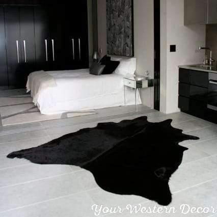 Black Cowhide Rug.