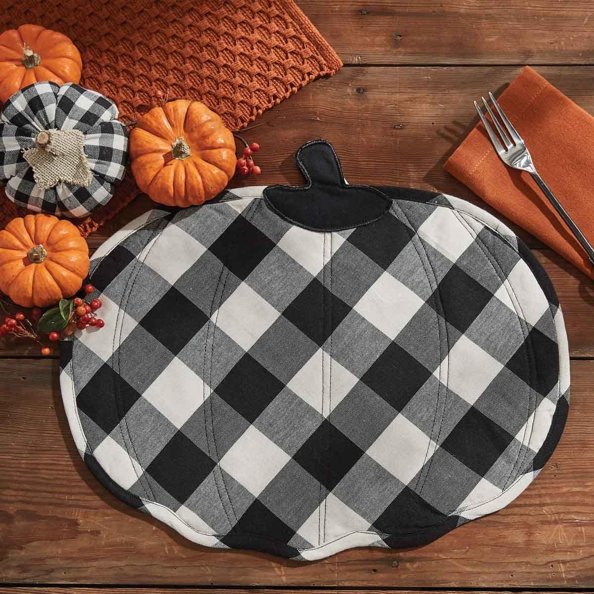 Black & Cream Check Pumpkin Placemat Set - Your Western Decor