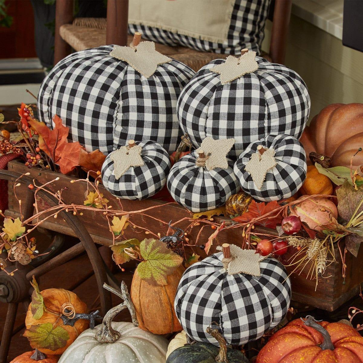 Black & Cream Check Pumpkin • Your Western Decor