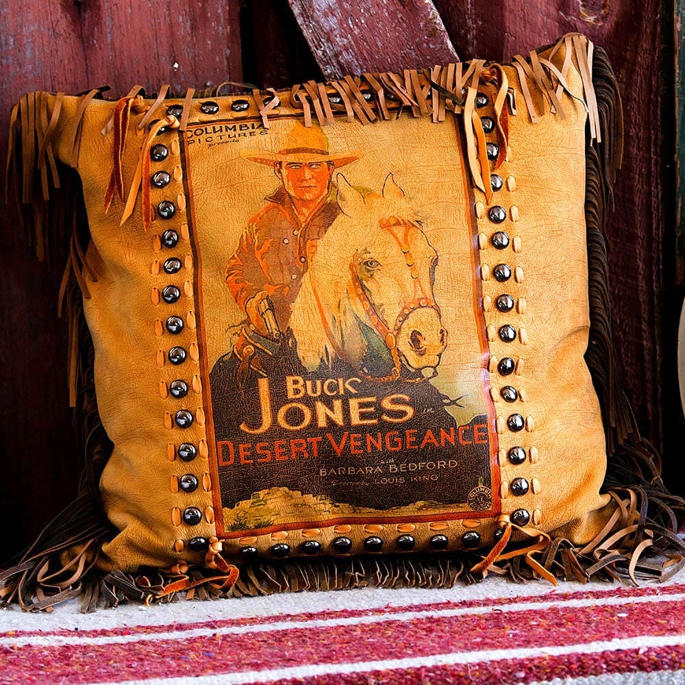 Buck Jones Leather Vintage Poster Pillow - Made in the USA - Your Western Decor