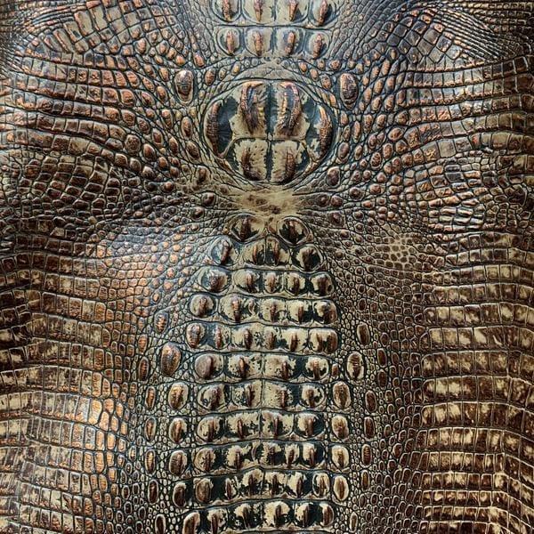 Browns and copper embossed croc pattern leather - Your Western Decor