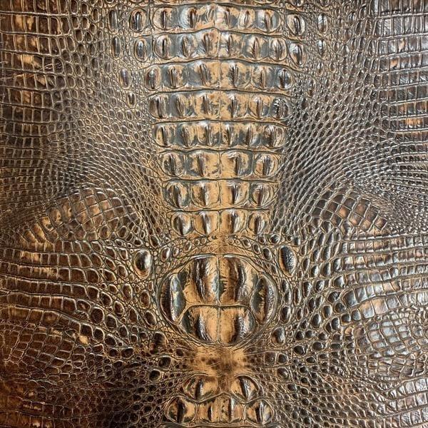 Croc Brown Embossed Leather Upholstery - Your Western Decor