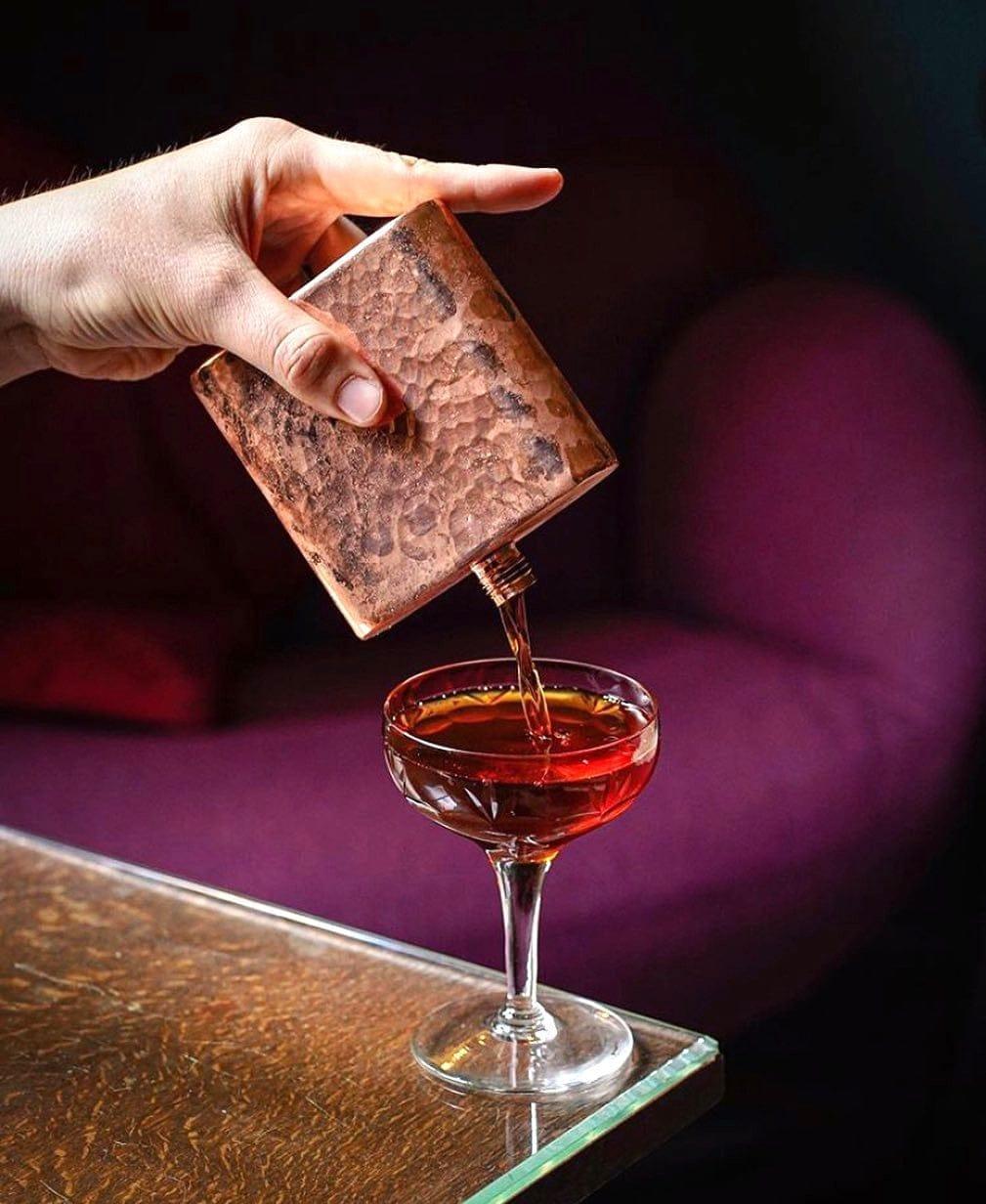 Espadín Mezcal Copper Hip Flask Pouring - Your Western Decor