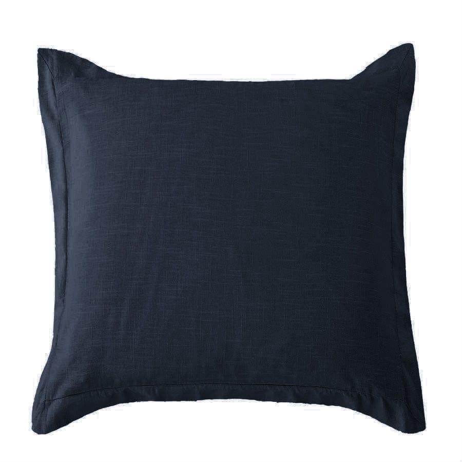 Navy Blue Washed Linen Tailored Luna Euro Sham - Your Western Decor