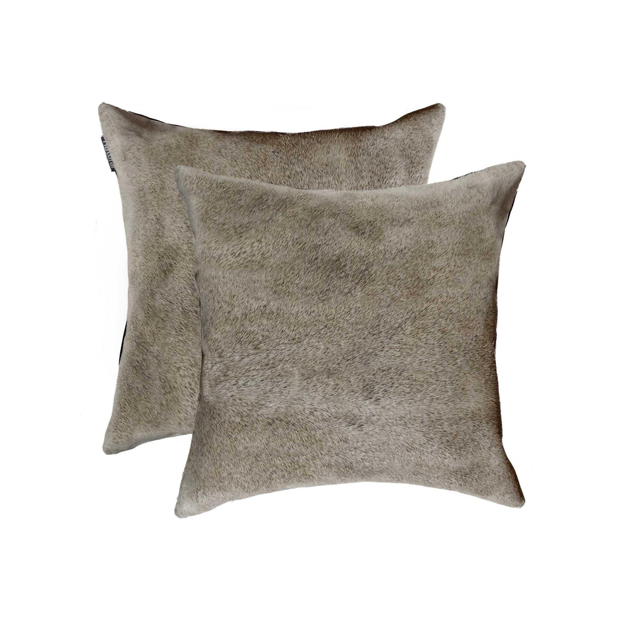 Gray Cowhide Pillow Pack - 18" x 18" Pillow Set - Grey Hair on Hide - 100% Indian Cowhide - Your Western Decor