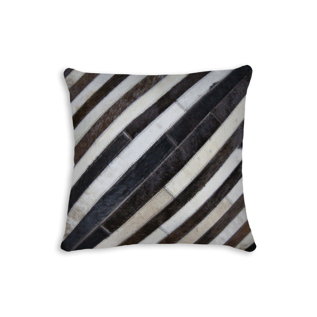 Stripe Patchwork Cowhide Accent Pillow - Your Western Decor