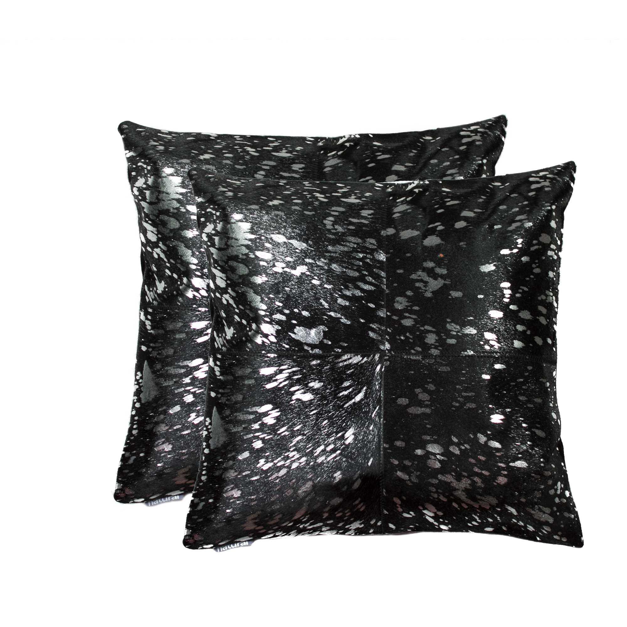 Metallic Acid Wash Black Cowhide Throw Pillows - Your Western Decor