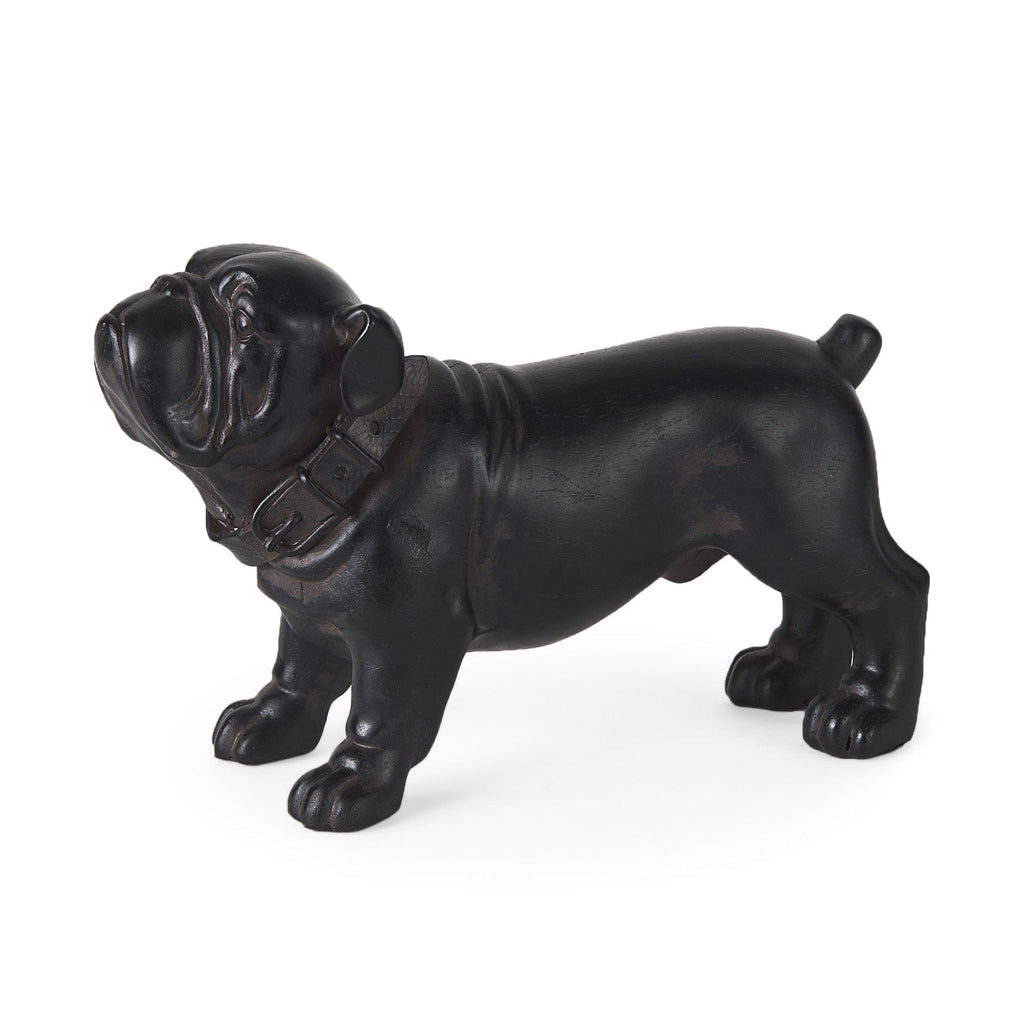 Copper the black bulldog sculpture with collar - Your Western Decor