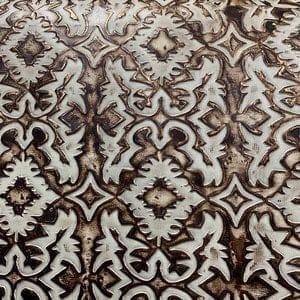 Laredo Ivory Chocolate Embossed Leather - Western upholstery leather - Your Western Decor