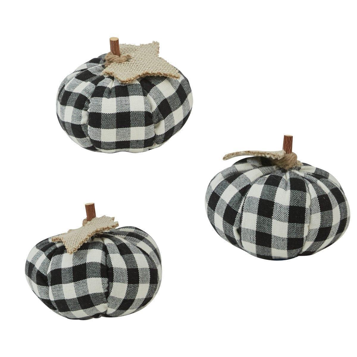 Mini Black & Cream Check Pumpkin Set • Your Western Decor