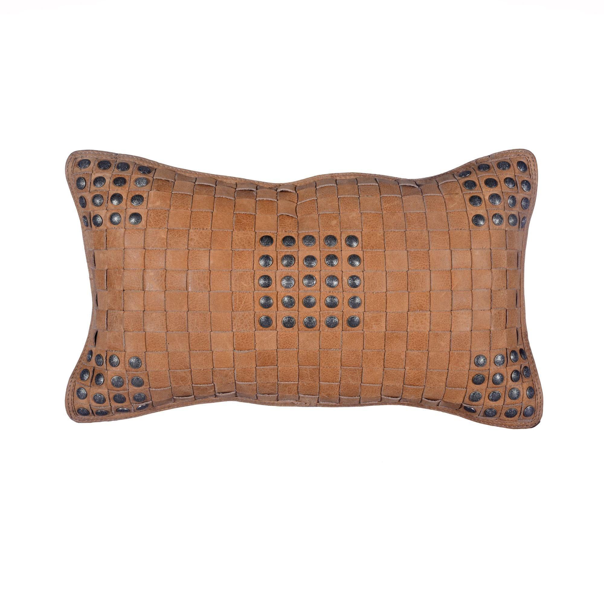 Basket Weave Genuine Leather Pillow - Your Western Decor