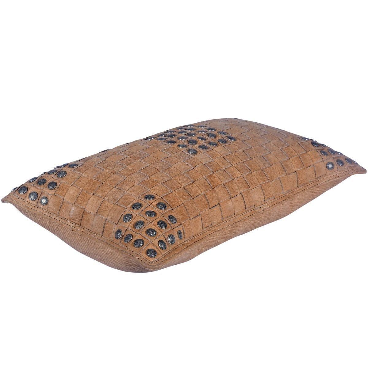 Basket Weave Genuine Leather Pillow - Your Western Decor