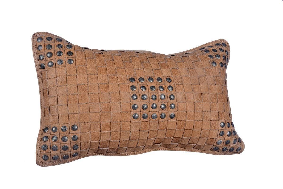 Basket Weave Genuine Leather Pillow - Your Western Decor