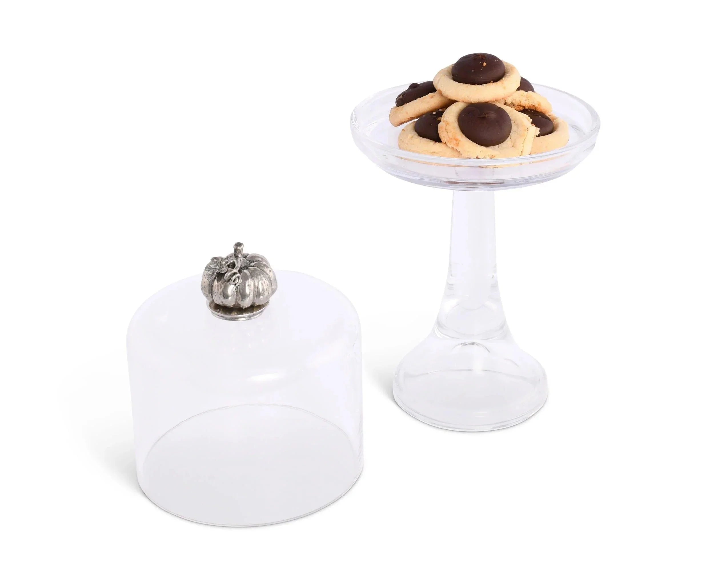 Pumpkin Handle Hand Blown Glass Cake Stand • Your Western Decor