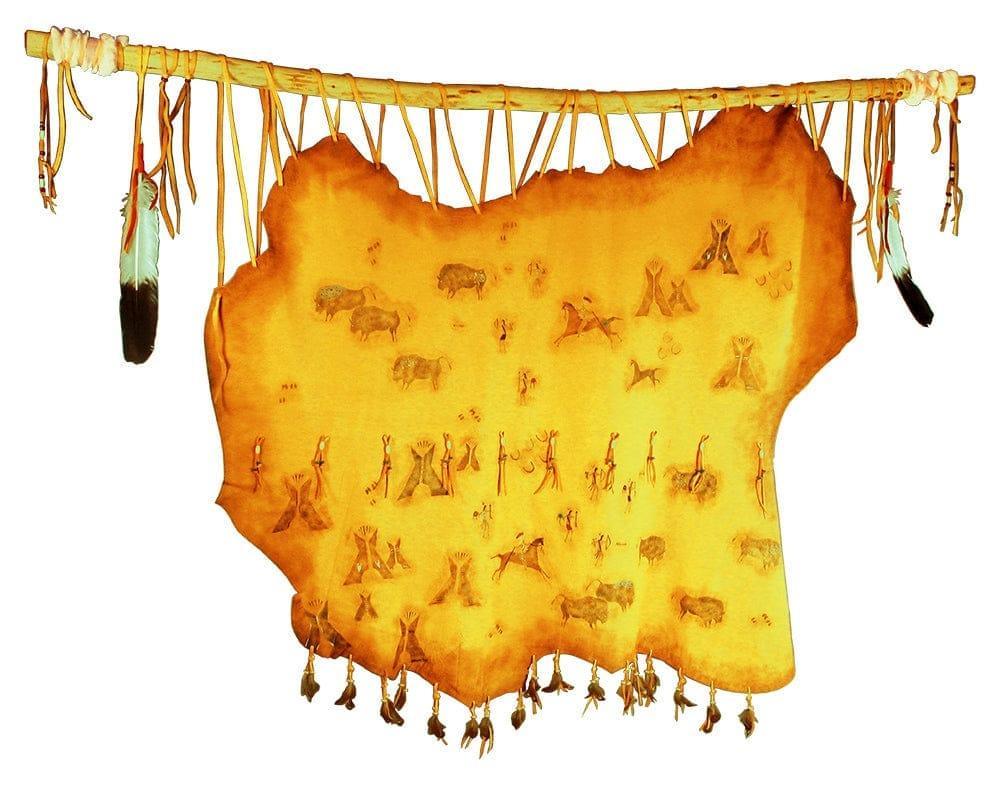 Shoshone Village Hand Painted Deer Hide Wall Art - Your Western Decor & Design