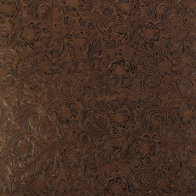 Stagecoach brown tooled-like faux leather - Your Western Decor