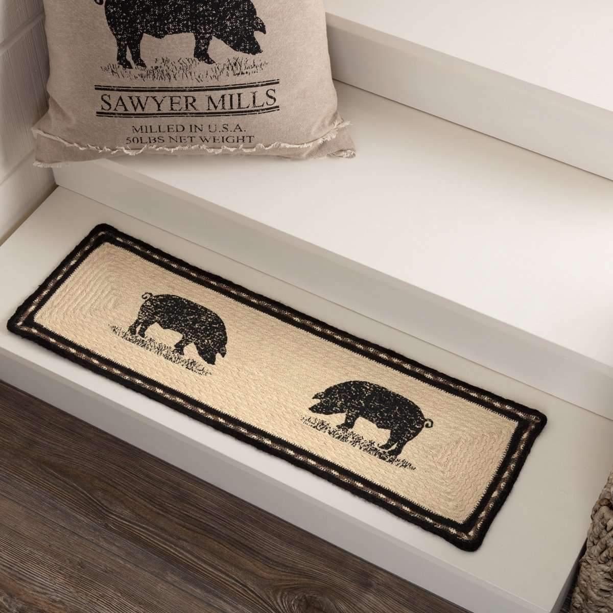 Sawyer Mill Charcoal Pig Jute Stair Tread Rect Latex 8.5x27 - Your Western Decor, LLC