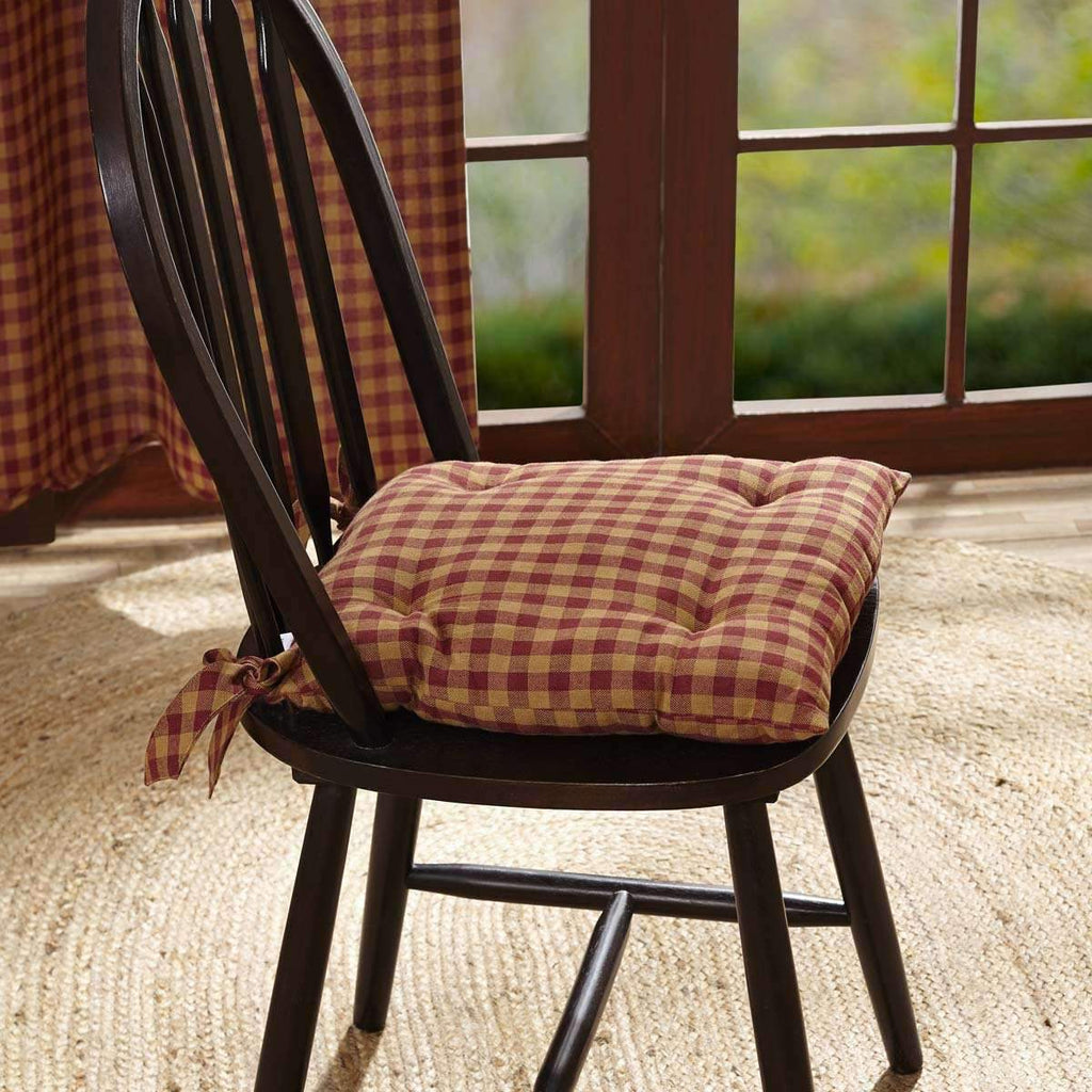 Burgundy Check Chair Pad - Your Western Decor, LLC