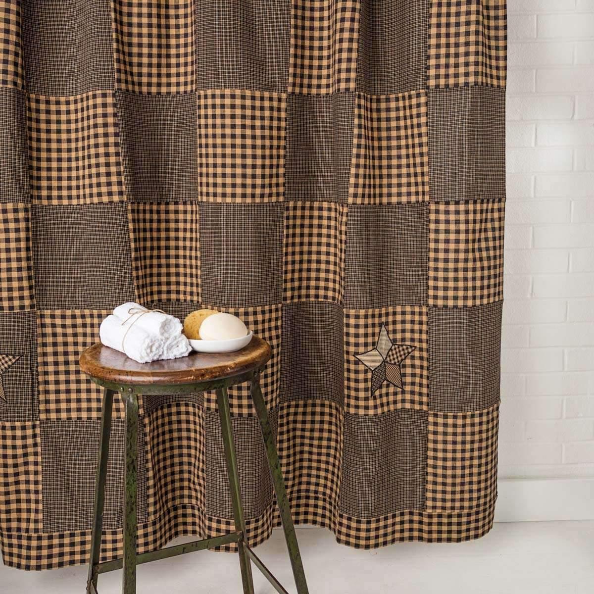 Plaid Farmhouse Star Shower Curtain 72x72 - Your Western Decor