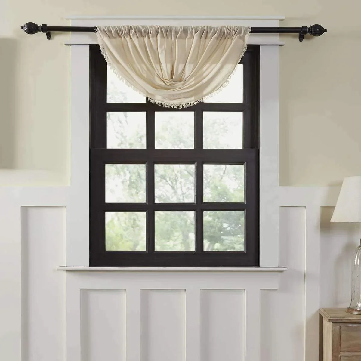 Tobacco Cloth Natural Balloon Valance Fringed 15x60 - Your Western Decor, LLC