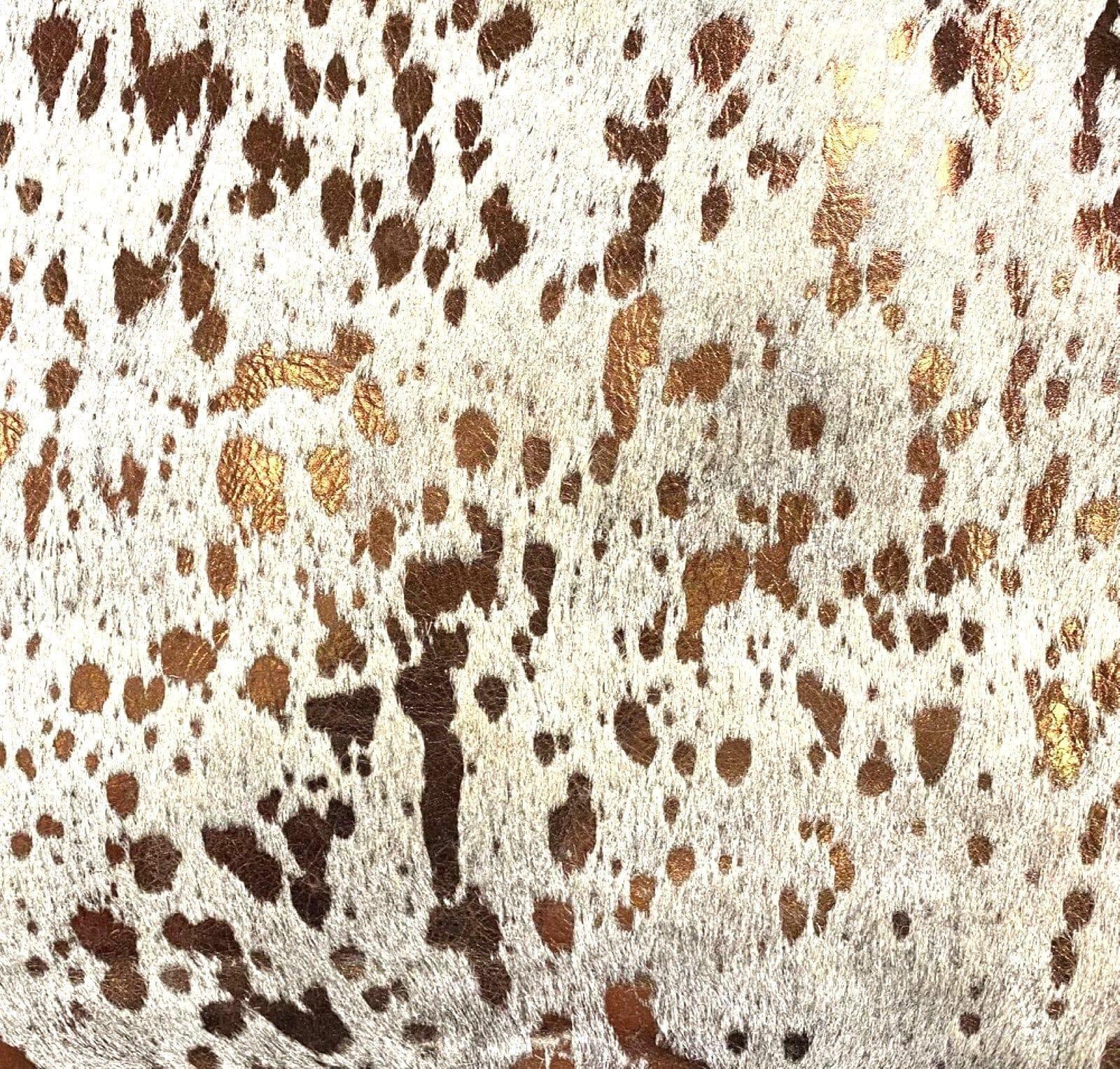 Acid Wash Copper on White Cowhide - Your Western Decor Design Studio