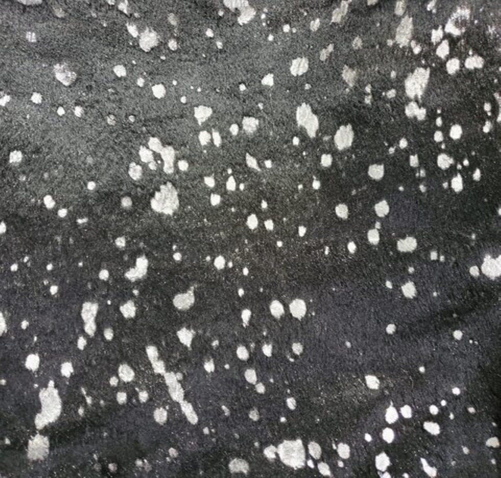 Acid Wash Silver on Black Cowhide - Your Western Decor Design Studio