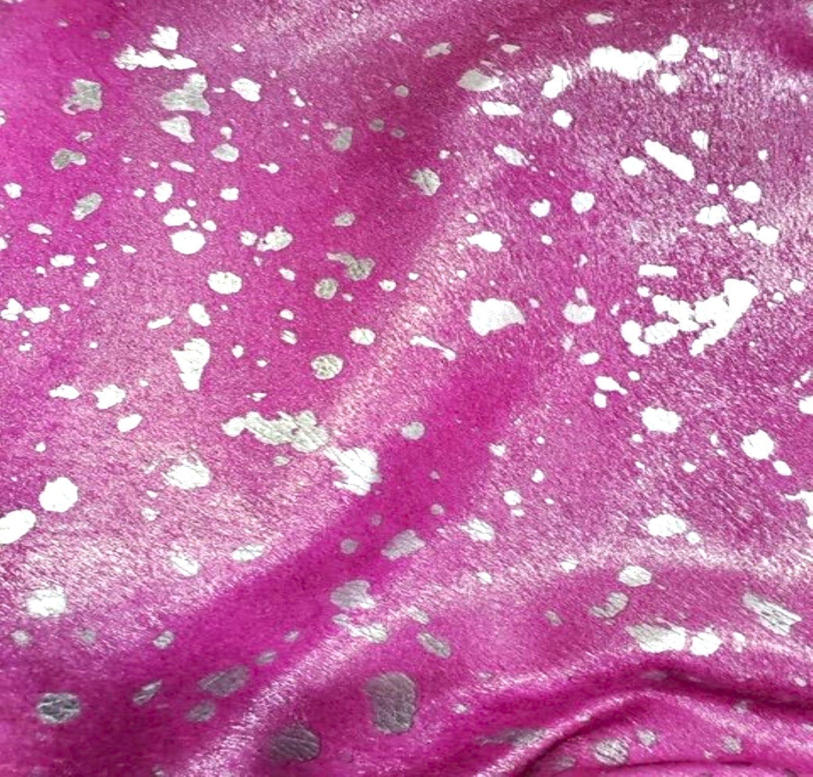 Acid Wash Silver on Pink Cowhide - Your Western Decor Design Studio Upholstery