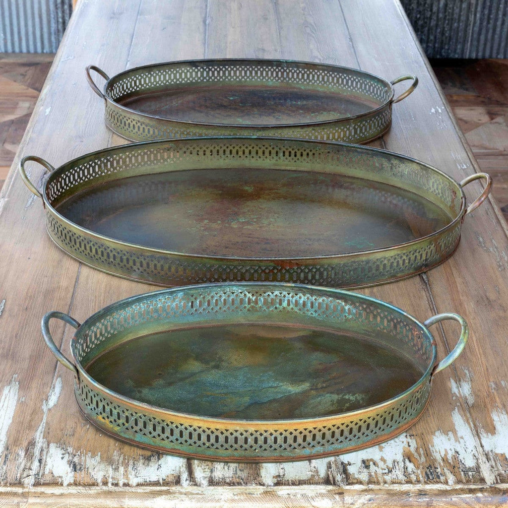 Aged Patina Trays - iron serving trays - Your Western Decor