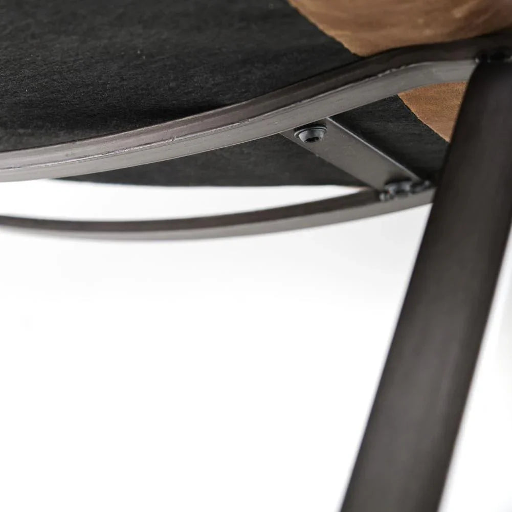 Armless Leather Accent Chair - Leather Slipper Chair Iron Frame - Your Western Decor, LLC