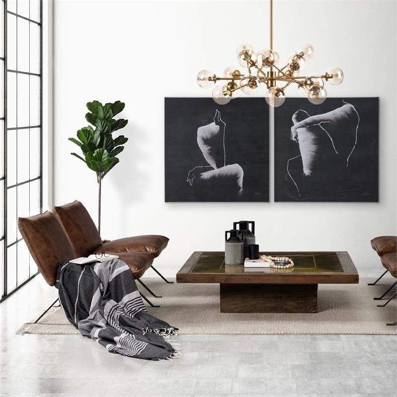 Top grain leather and iron accent slipper chairs - Your Western Decor, LLC