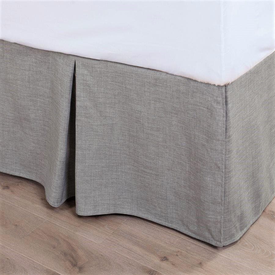 Taupe linen bed skirts. Your Western Decor