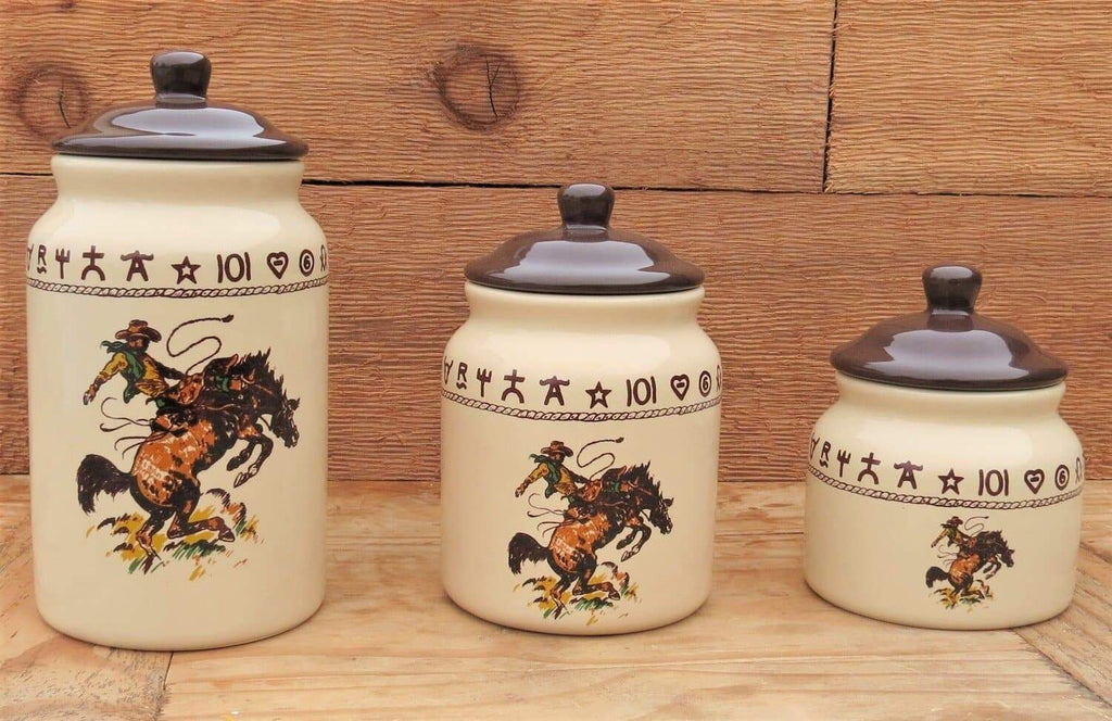 bronc and brands western coffee canisters - Your Western Decor