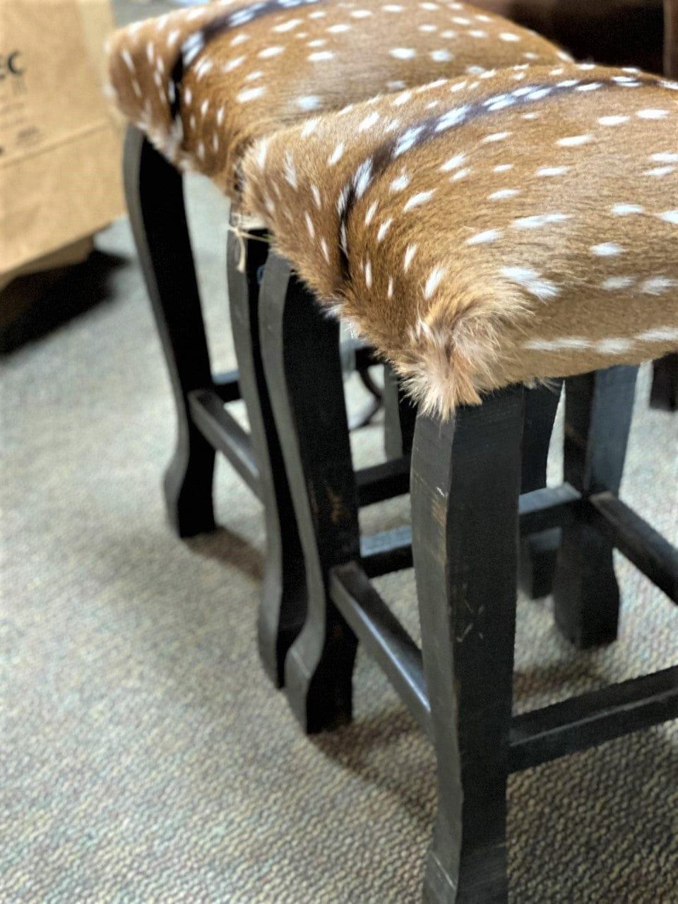Axis deer hide upholstered counter stools - Your Western Decor