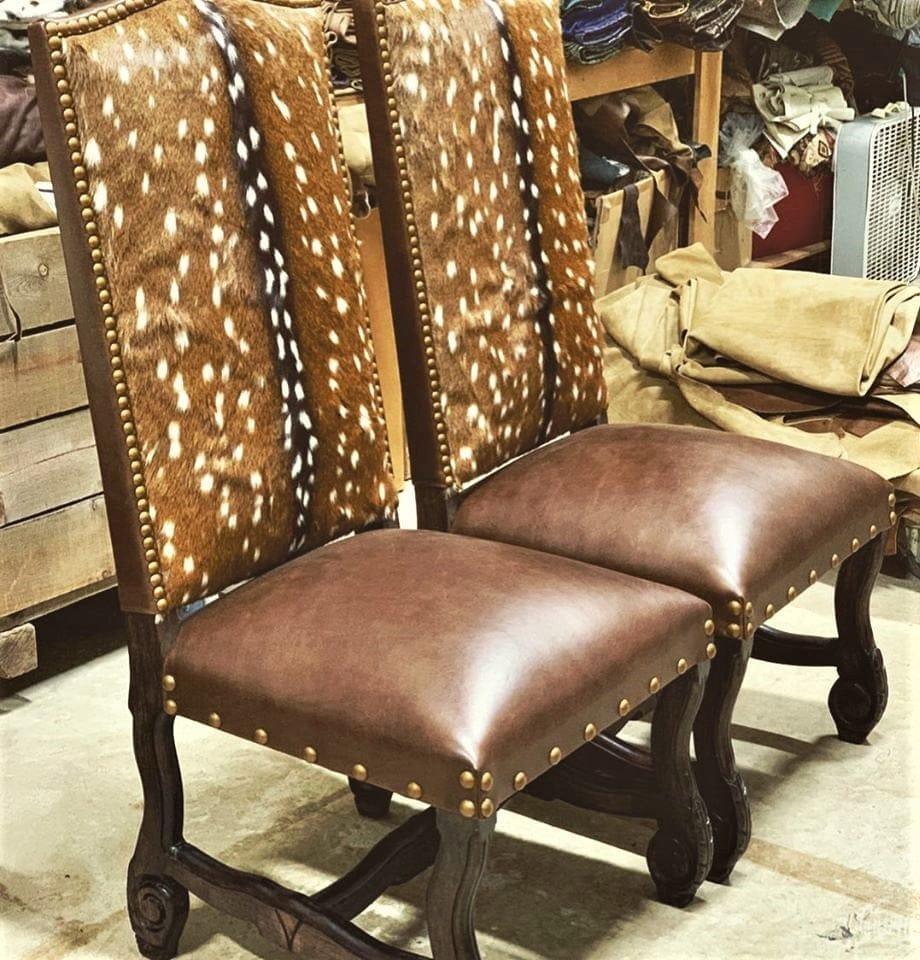 Axis deer hide upholstered dining chairs - Your Western Decor