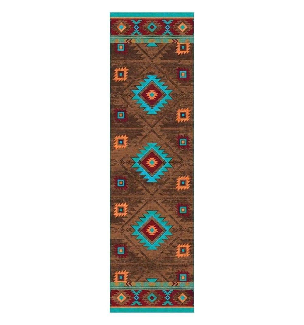 Aztec Whiskey River Floor Runner in Turquoise made in the USA - Your Western Decor