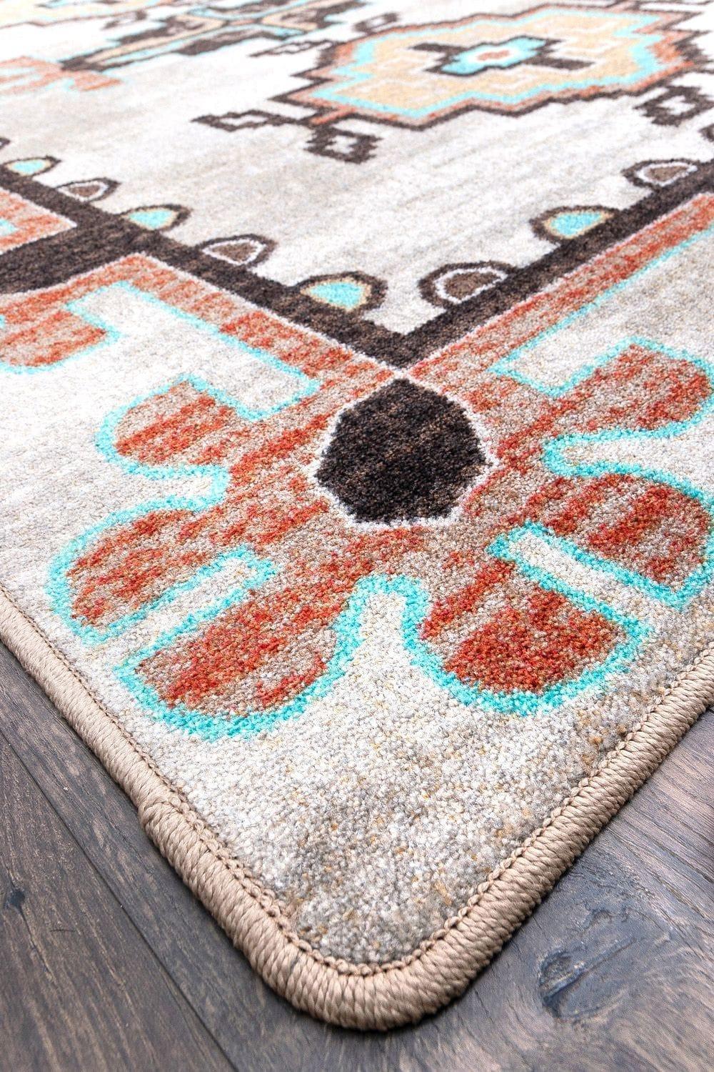 Badlands Sierra Area Rug corner detail - made in the USA - Your Western Decor