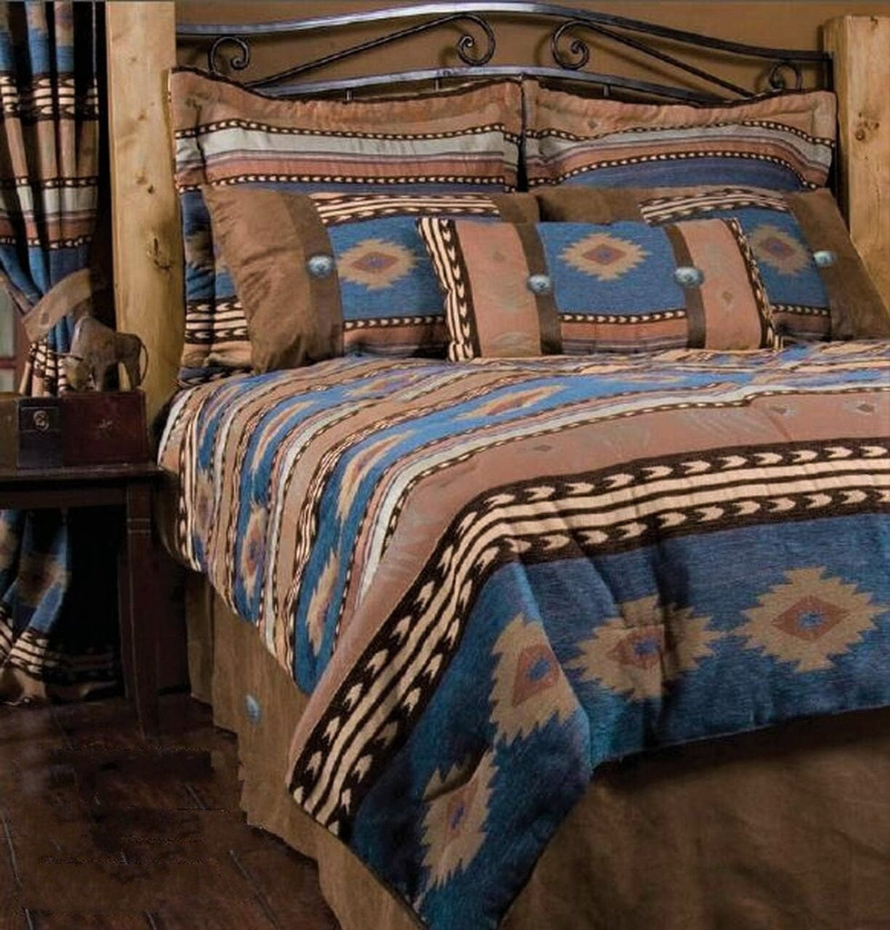 Badlands Blue Southwest Comforter Set & Curtains - Your Western Decor