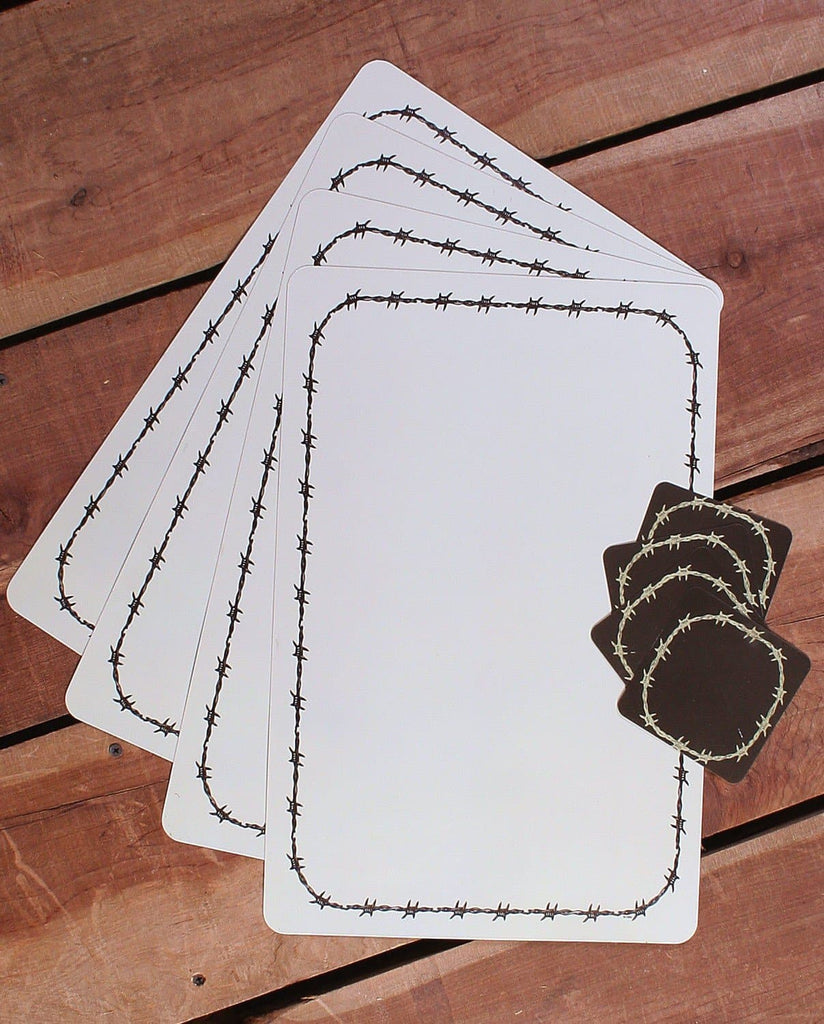 Reverisble barbed wire plastic western placemats and coasters set. Your Western Decor