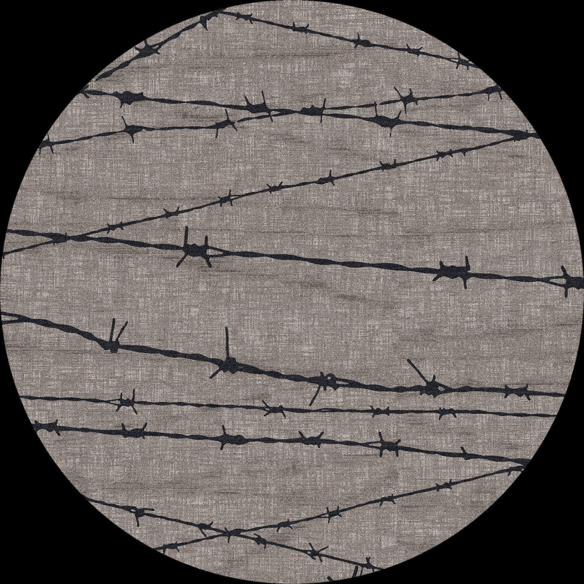 Barbed Wire Round Area Rug in Grey made in the USA - Your Western Decor