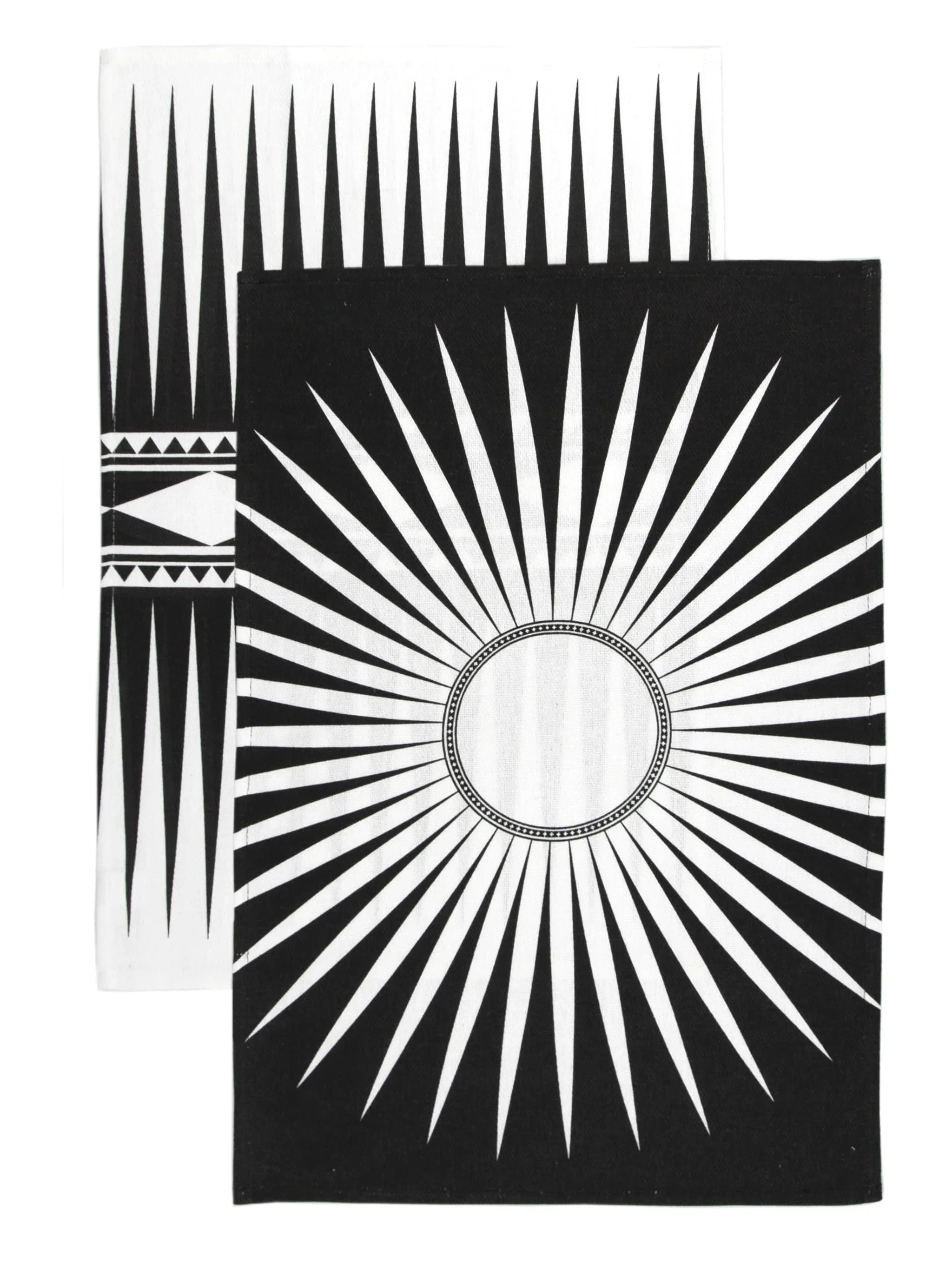 Black and white cotton kitchen towels. 2 pc set. Made in the USA. Your Western Decor.