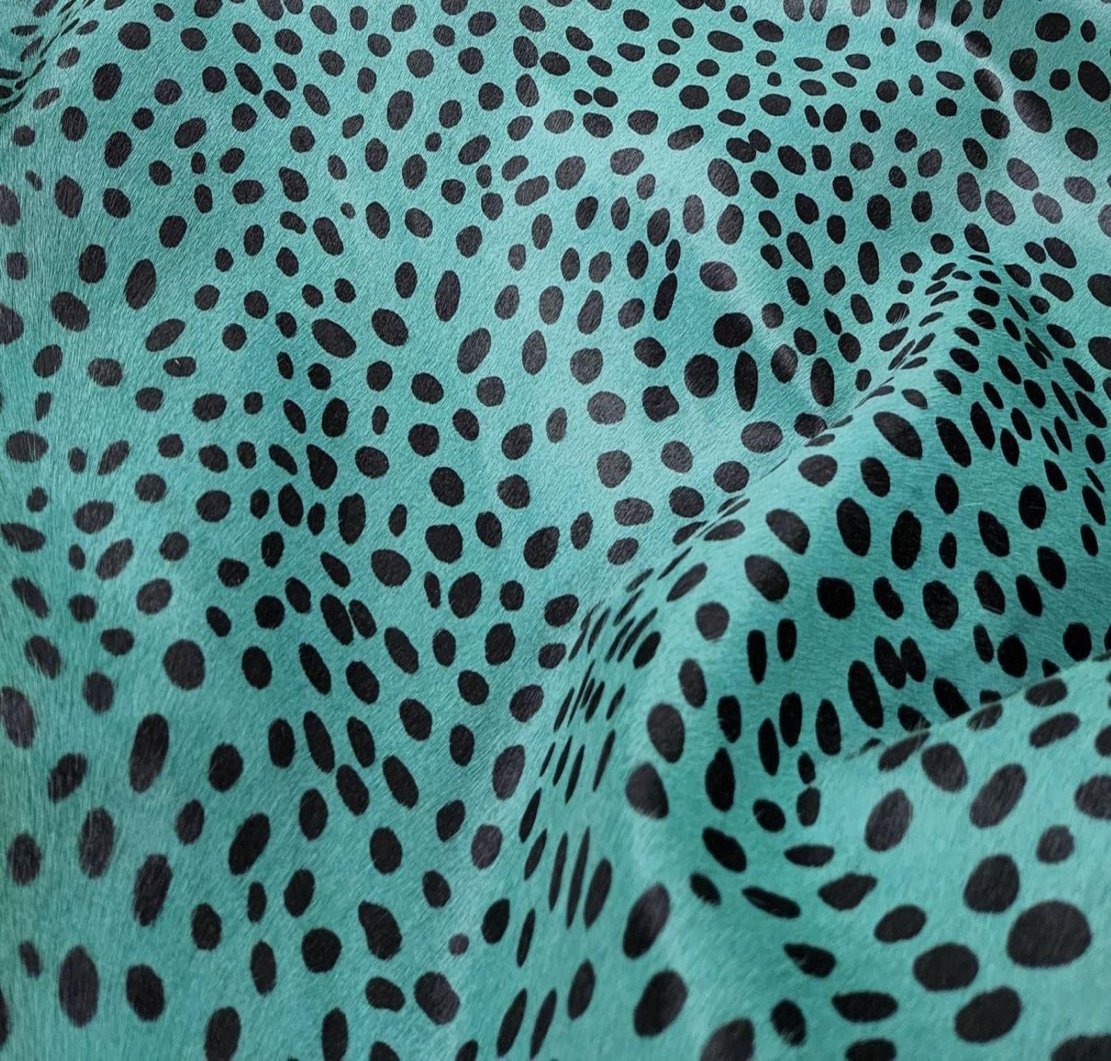 Stenciled Cheetah on Turquoise Cowhide - Your Western Decor