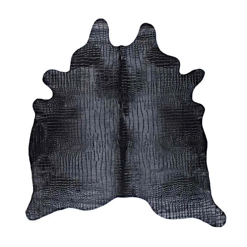 Black embossed cowhide rug - Your Western Decor