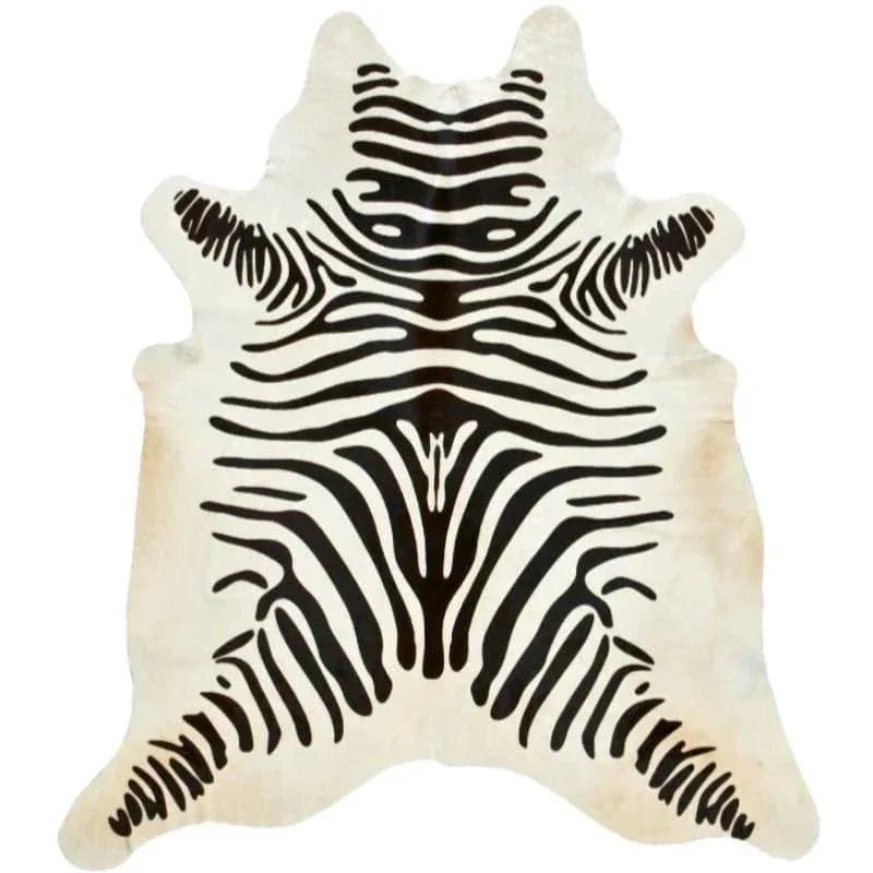 Black stencil zebra over off-white cowhide - Your Western Decor