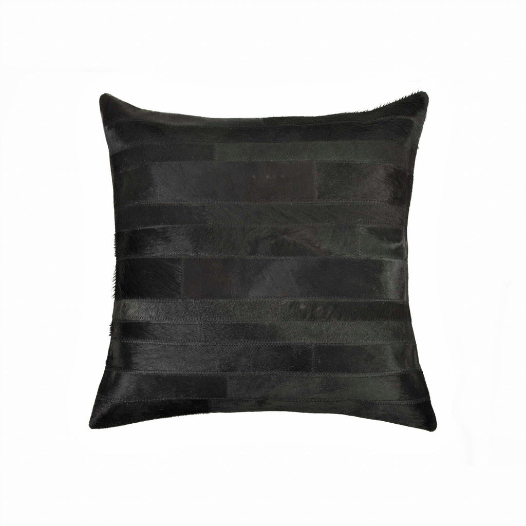 Black patchwork cowhide pillow. 18"x18". Your Western Decor