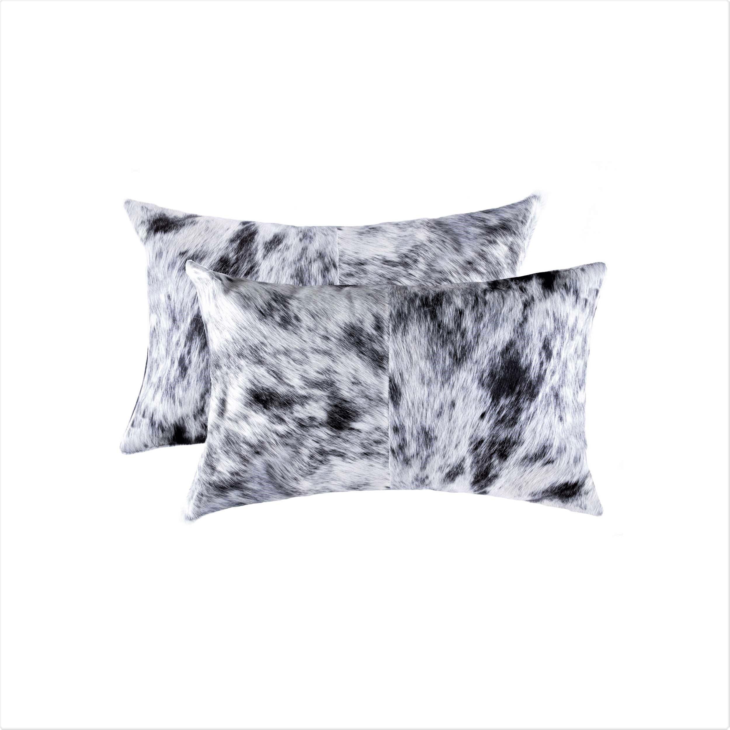 Black & White Salt Pepper Cowhide Pillow Set - Black & White Cowhide - 12 x 20 pillow - Your Western Decor
